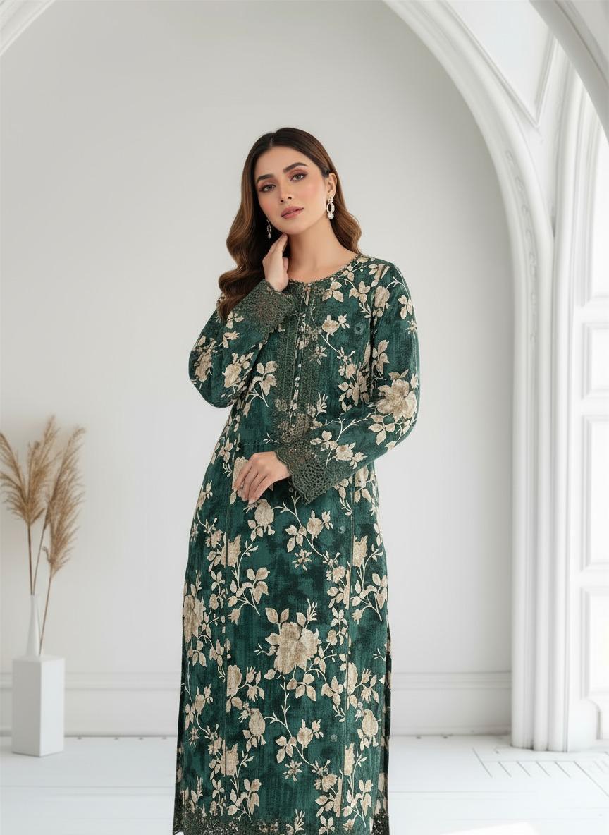 Green Emerald Bloom – 2 Piece Embroidered Lawn Suit
