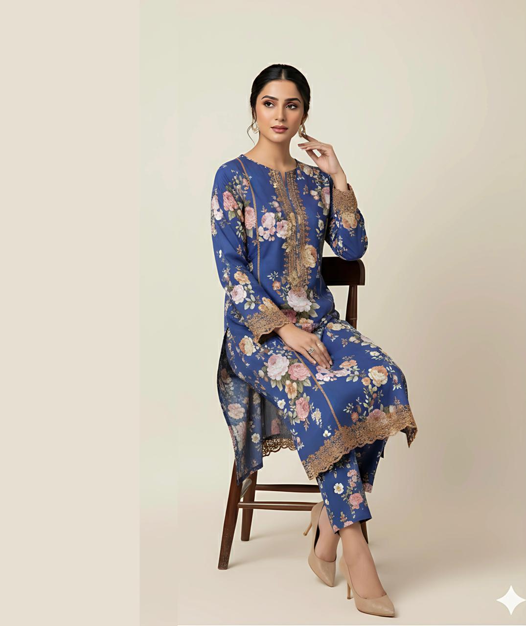 Royal Bloom – 2 Piece Embroidered Lawn Suit