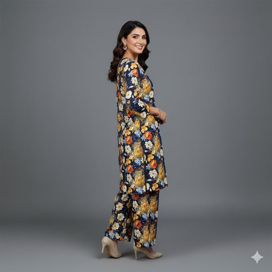 Midnight Bloom – 2 Piece Printed Lawn Suit