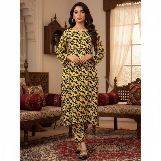 Bold Abstract 2 Piece Lawn Suit