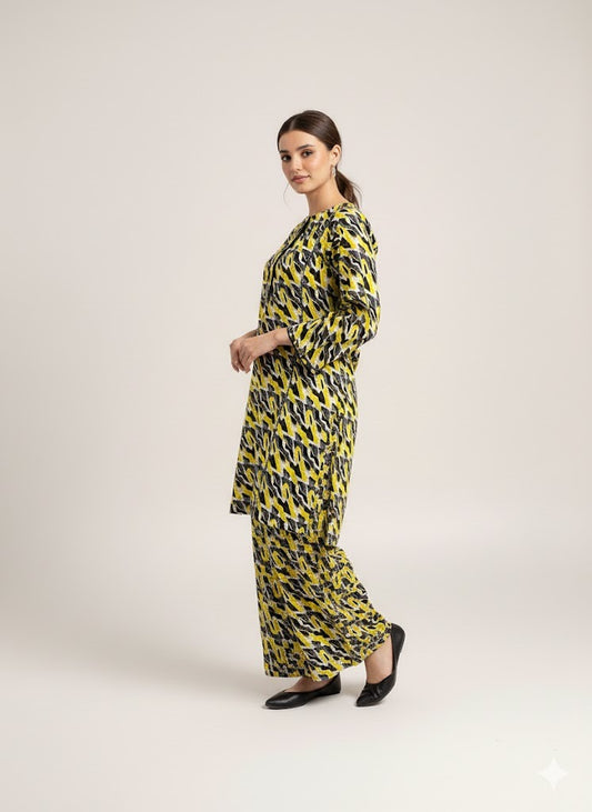 Bold Abstract 2 Piece Lawn Suit