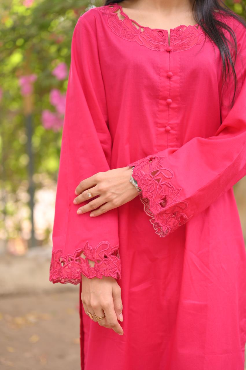 Vivid Fuchsia Premium Lawn 2 Piece Embroidered