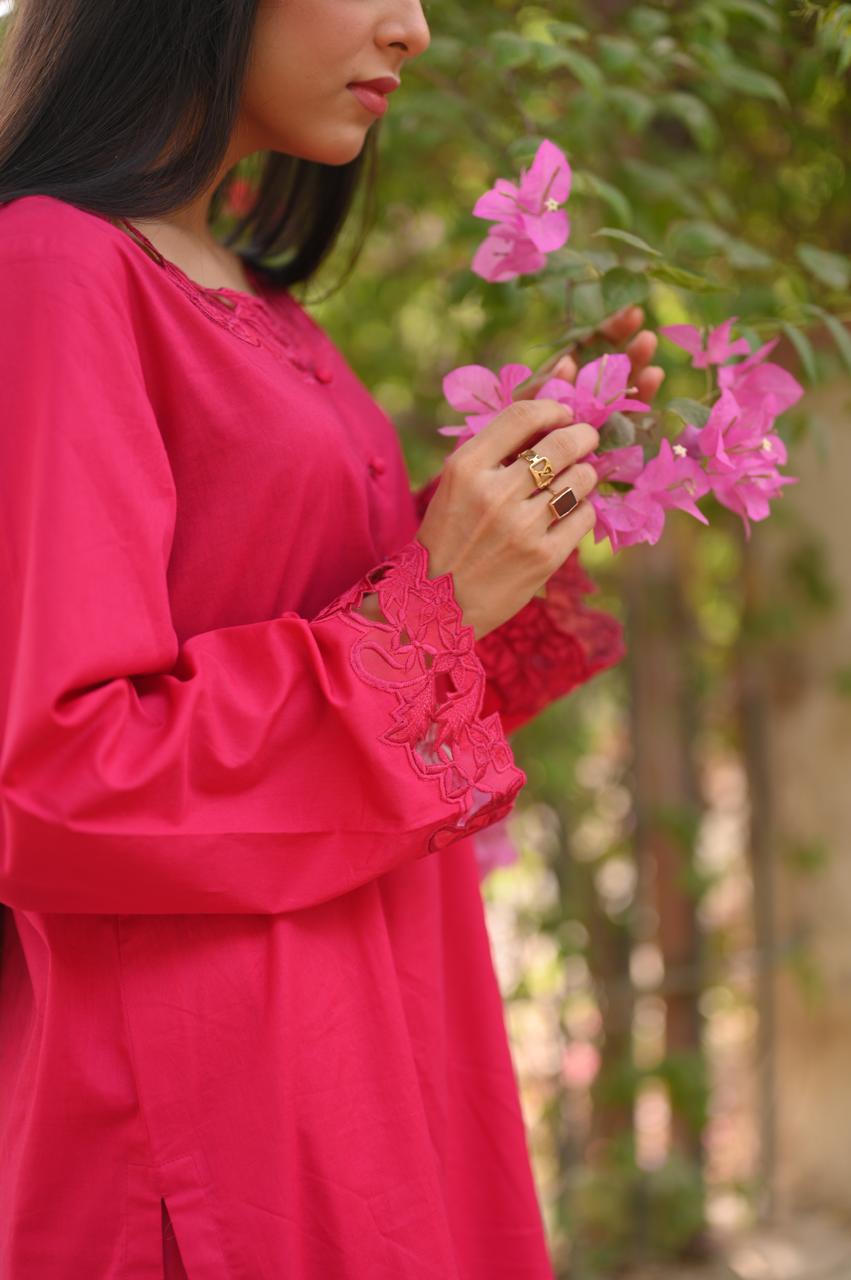 Vivid Fuchsia Premium Lawn 2 Piece Embroidered
