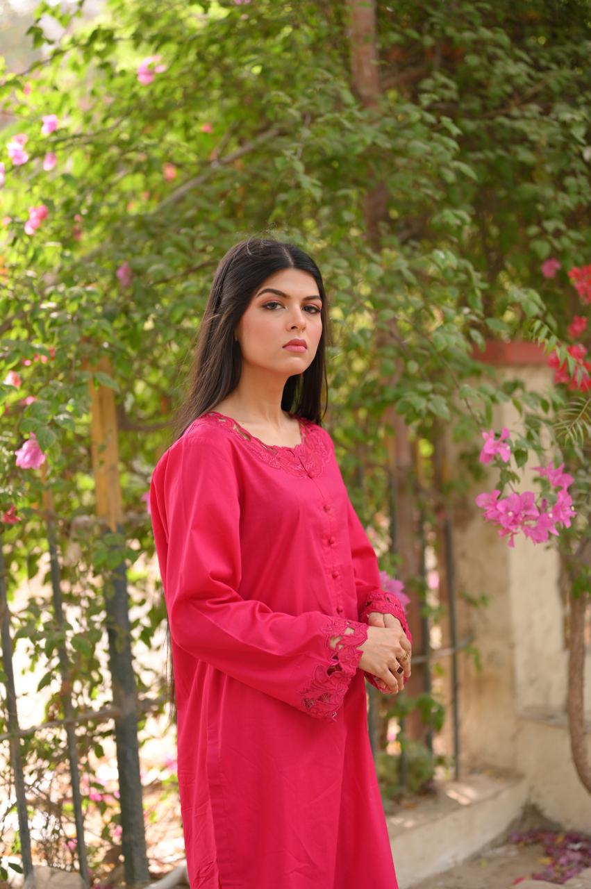 Vivid Fuchsia Premium Lawn 2 Piece Embroidered