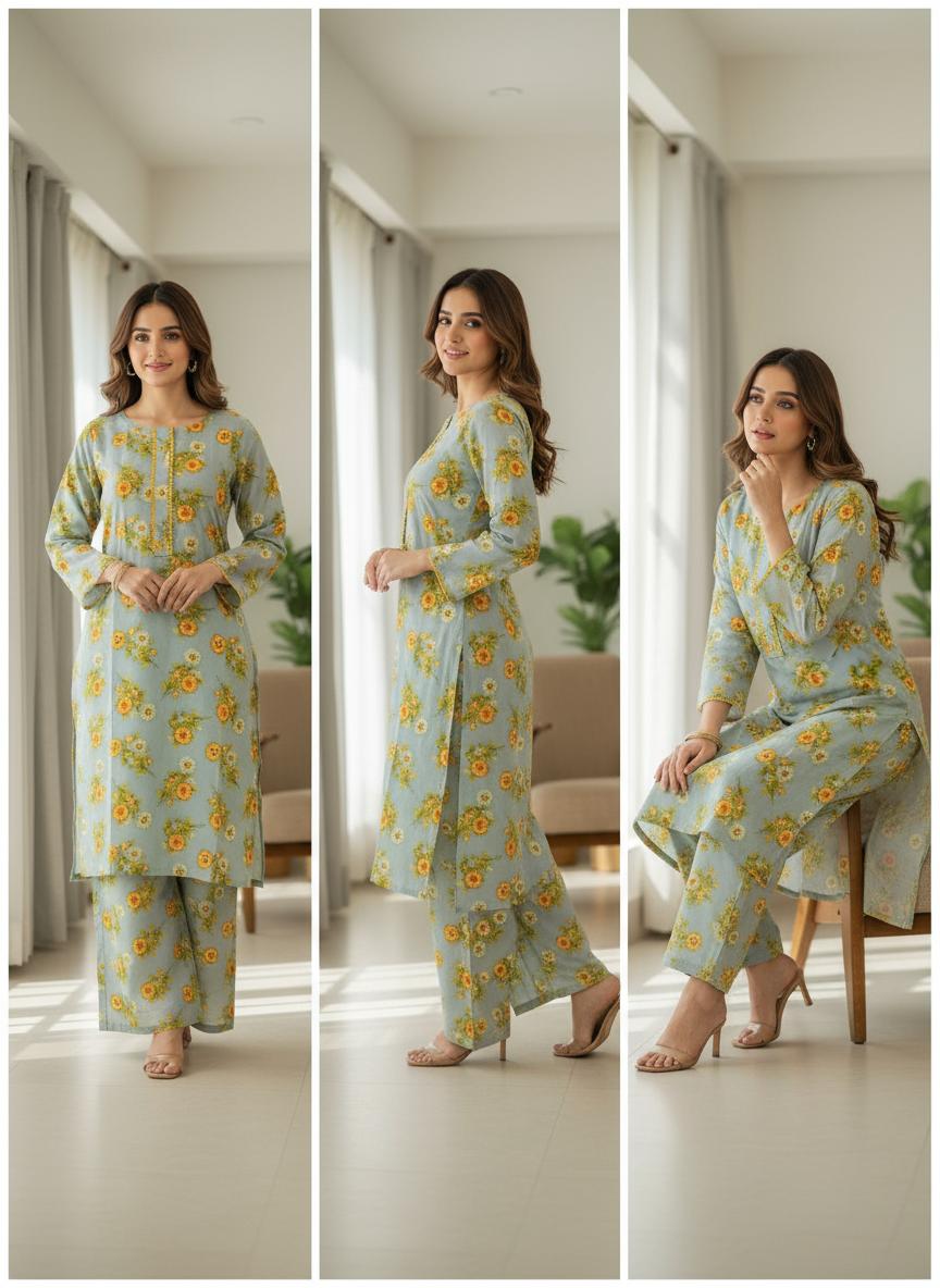 The Summer Meadow Floral Printed Lawn 2PC Suit