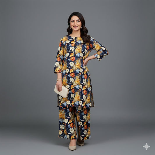 Midnight Bloom – 2 Piece Printed Lawn Suit